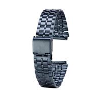 NRERDMT Bracelet de montre en acier inoxydable compatible avec Casio A158 A159 A168 A158W AQ-230 LA-680 B650 AEQ-110, bracelet de montre carré doré, bracelet en métal de 18 mm(B-blue)