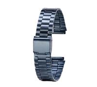 NRERDMT Bracelet de montre en acier inoxydable compatible avec Casio A158 A159 A168 A158W AQ-230 LA-680 B650 AEQ-110, bracelet de montre carré doré, bracelet en métal de 18 mm(A-blue)