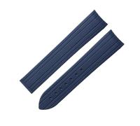 NRERDMT Bracelet de montre en caoutchouc compatible avec Omega New Seamaster 300, boucle déployante, extrémité incurvée, accessoires 20 mm(Blue no buckle)