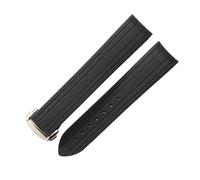 NRERDMT Bracelet de montre en caoutchouc compatible avec Omega New Seamaster 300, boucle déployante, extrémité incurvée, accessoires 20 mm(Black silver buckle)