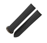 NRERDMT Bracelet de montre en caoutchouc compatible avec Omega New Seamaster 300, boucle déployante, extrémité incurvée, accessoires 20 mm(Black black buckle)