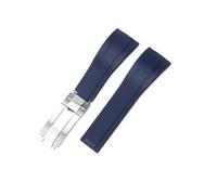 NRERDMT Bracelet de montre en caoutchouc de silicone souple 20 mm, compatible avec les montres Rolex Daytona Submariner GMT, bracelet OYSTERFLEX à boucle déployante(Blue-silver)