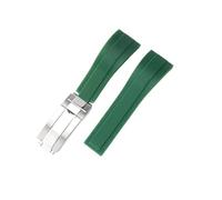 NRERDMT Bracelet de montre en caoutchouc de silicone souple 20 mm, compatible avec les montres Rolex Daytona Submariner GMT, bracelet OYSTERFLEX à boucle déployante(Green-silver)