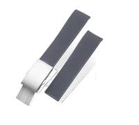 NRERDMT Bracelet de montre en caoutchouc incurvé de 21 mm, compatible avec les montres de plongée Longines Conquest HydroConquest L3.781 642 742 782, en silicone bleu(Gray-silver)