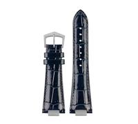 NRERDMT Bracelet de montre en cuir cranté 25 x 13 mm + connecteur compatible avec les bracelets de montre Patek Philippe Nautilus 5711, 5726 et 5712 g(Blue-silver-B)