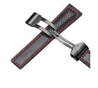 NRERDMT Bracelet de montre en cuir de vachette compatible avec TAG Heuer Calera Monaco F1, noir et rouge, bracelet en cuir véritable for homme, boucle déployante en métal(Black red black)