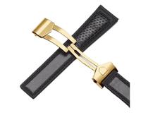 NRERDMT Bracelet de montre en cuir de vachette compatible avec TAG Heuer Calera Monaco F1, noir et rouge, bracelet en cuir véritable for homme, boucle déployante en métal(Black golden)