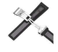 NRERDMT Bracelet de montre en cuir de vachette compatible avec TAG Heuer Calera Monaco F1, noir et rouge, bracelet en cuir véritable for homme, boucle déployante en métal(Black Silver Buckle)