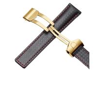 NRERDMT Bracelet de montre en cuir de vachette compatible avec TAG Heuer Calera Monaco F1, noir et rouge, bracelet en cuir véritable for homme, boucle déployante en métal(B Black red golden)