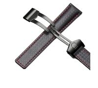 NRERDMT Bracelet de montre en cuir de vachette compatible avec TAG Heuer Calera Monaco F1, noir et rouge, bracelet en cuir véritable for homme, boucle déployante en métal(B Black red Black)