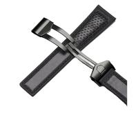 NRERDMT Bracelet de montre en cuir de vachette compatible avec TAG Heuer Calera Monaco F1, noir et rouge, bracelet en cuir véritable for homme, boucle déployante en métal(Black black buckle)