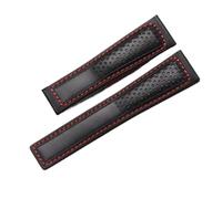 NRERDMT Bracelet de montre en cuir de vachette compatible avec TAG Heuer Calera Monaco F1, noir et rouge, bracelet en cuir véritable for homme, boucle déployante en métal(Black red no buckle)