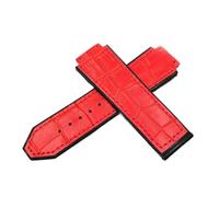 NRERDMT Bracelet de montre en cuir véritable 19 mm x 25 mm, compatible avec les séries Fashion Business, fermoir 22 mm, bracelet de sport en caoutchouc for femme(Red No buckle)
