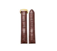 NRERDMT Bracelet de montre en cuir véritable compatible avec la montre Omega Speed Seamaster, fermoir déployant, noir et marron(Brown-gold,19mm)