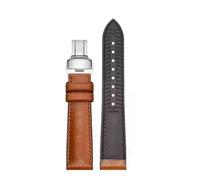 NRERDMT Bracelet de montre en cuir véritable et caoutchouc fluoré, cuir de vache, boucle papillon, ceinture for homme, étanche et durable(Brown,22mm)