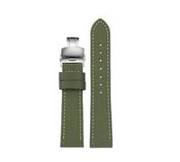 NRERDMT Bracelet de montre en nylon et cuir véritable 18 mm/19/20/21/22/23/24 mm compatible avec Seiko SRPC31J1/Citizen Tissot et toutes les grandes marques.(Army Green silver,18mm)