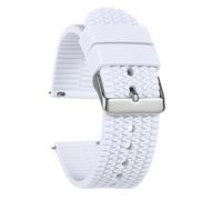 NRERDMT Bracelet de montre en silicone 18 mm, 20 mm, 22 mm, 24 mm, en caoutchouc souple, compatible avec Seiko et Rolex, bracelet de rechange sport à dégagement rapide(White,24mm,Gold buckle)