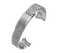 NRERDMT Bracelet de montre incurvé compatible avec Omega Seamaster Speedmaster DeVille, bracelet en acier inoxydable 18 mm, 19 mm, 20 mm, bracelet fin, ceinture, argent et or(Silvery,20mm)