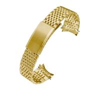 NRERDMT Bracelet de montre incurvé compatible avec Omega Seamaster Speedmaster DeVille, bracelet en acier inoxydable 18 mm, 19 mm, 20 mm, bracelet fin, ceinture, argent et or(Gold,18mm)