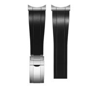 NRERDMT Bracelet en caoutchouc à extrémité incurvée en métal compatible avec les bracelets de montre Tudor Biwan Black Bay M79230R et M79363N (20 mm, 21 mm, 22 mm)(Black-silver,21mm-width)