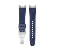 NRERDMT Bracelet en caoutchouc avec maillons en acier, compatible avec la montre Tudor Black Bay 1958 M79030N M79030B 39 mm, bracelet en caoutchouc fluoré modifié 20 mm(Blue-silver folding)