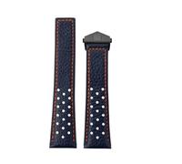 NRERDMT Bracelet en cuir 22 mm compatible avec TAG Heuer, bracelet Carrera monoco respirant en cuir de vache for homme(Blue Orange Black)