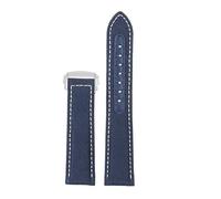 NRERDMT Bracelets de montre en toile et nylon compatibles avec les montres Omega Seamaster 300 Speedmaster AT150 et Omega Speedmaster Slubby série 310.32(Blue white silver,19mm)