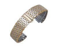 NRERDMT Chaîne de montre à boucle papillon en acier de précision, compatible avec les bracelets de montre Longines La Grande Original L4, bracelet for femme, style ultra fin(Silver gold,20mm)