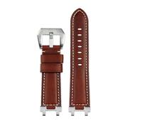 NRERDMT Compatible avec la montre Casio série MTG-B1000, rétro, en cuir véritable, avec accessoires de chaîne(Dark brown silver)