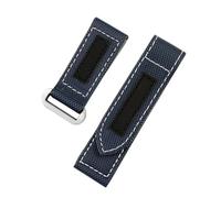 NRERDMT Compatible With Panerai Lumino PAM01118/PAM01661/PAM441 watchband Sticky carbon fiber check nylon Large dial men's Bracelet accessories(Blue silver,24mm)