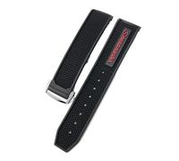 NRERDMT Natural Rubber 22mmWatchband Compatible With Omega Speedmaster Seamaster 300 Soft Silicone Moonwatch S Watch Strap Men(Black red,22mm Silver clasp)