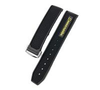 NRERDMT Natural Rubber 22mmWatchband Compatible With Omega Speedmaster Seamaster 300 Soft Silicone Moonwatch S Watch Strap Men(Black yellow,22mm Silver clasp)