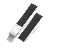 NRERDMT Rubber Silicone Watch Strap Watchband Compatible With Longines Strap Compatible With Conquest HydroConquest L3.742 782 Series 21mm(Black-silver)