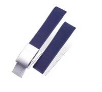 NRERDMT Rubber Silicone Watch Strap Watchband Compatible With Longines Strap Compatible With Conquest HydroConquest L3.742 782 Series 21mm(Blue-silver)