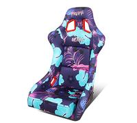 NRG Innovations FRP-302-PINA Prisma Siège de course baquet à dossier fixe avec support de montage inférieur, imprimé tropical inversé/dos violet brillant