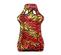 NRG Innovations NRG-FRP-302TIGRE-SAVAGE Prisma Siège baquet à dossier fixe avec montage en bas, tissu imprimé tigre jaune/orange/doré/rose ombré scintillant