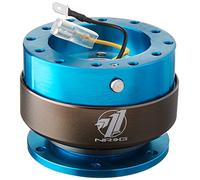 NRG Innovations NRG-SRK-200NB Adaptateur de volant Gen 2.0 à dégagement rapide à 6 trous avec boulons de montage, corps bleu/anneau chromé titane