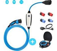 NRGkick 32A 7.5m Set Optimal, Borne de recharge mobile pour voitures électriques, Chargeur sans installation, Incl. adaptateurs 32A & 16A + prise Schuko, Câble de charge EV avec sac de transport