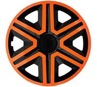 NRM Action Lot de 4 enjoliveurs universels pour voiture (orange/noir, 15")