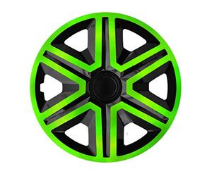 NRM Action Lot de 4 enjoliveurs universels pour voiture (vert/noir, 14")