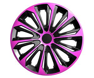 NRM - Enjoliveurs universels Duocolor, lot de 4 enjoliveurs Noir/rose, 14".