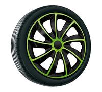 NRM Lot de 4 enjoliveurs Quad Noir/Vert 17"