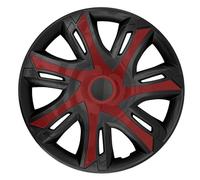 NRM N-Power Enjoliveurs de roue pour jantes en acier Jeu de 4 enjoliveurs bicolores pour voiture Plastique ABS (rouge vin/noir, 14")