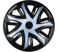 NRM N-Power Enjoliveurs pour jantes en acier Jeu de 4 enjoliveurs bicolores pour voiture Véhicule automobile Convient à la plupart des marques et des jantes Plastique ABS Azur/noir, 14