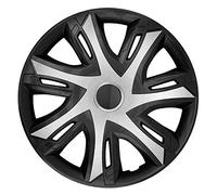 NRM N-Power Lot de 4 enjoliveurs universels compatibles avec la plupart des marques et jantes (Argent/noir, 14")