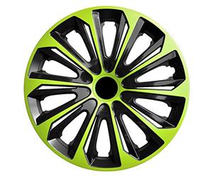 NRM - Strong Duo - Lot de 4 enjoliveurs de jantes universels, bicolore, noir et vert, 16’’