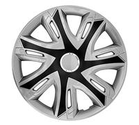NRM Supernova Lot de 4 enjoliveurs pour jantes en acier - Convient à la plupart des marques et jantes en plastique ABS (noir/argent, 16")