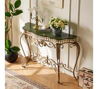 NRNQMTFZ Table Console d'Entrée avec Cadre en métal,Table d’appoint en Bois Massif,Table d'entrée élégante pour Le Couloir et Le Salon, idéale derrière Le canapé