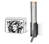 NromBox Support mural pour sèche-cheveux compatible avec Dyson Airwrap/Airstrait - Shark FlexstyleStyler | Support de rangement pour fer à friser pour la maison et la salle de bain (noir) | Fabriqué
