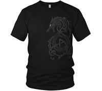 NØRTH Legendary T-shirt Homme - Fenriswolf 2.0 Fenrir Loup Imprimé sur la Poitrine, Cadeaux Vikings Nordiques Walhalla pour Hommes, Odin Thor Valhalla Viking, Couleur:noir / pétrole, Taille:3XL